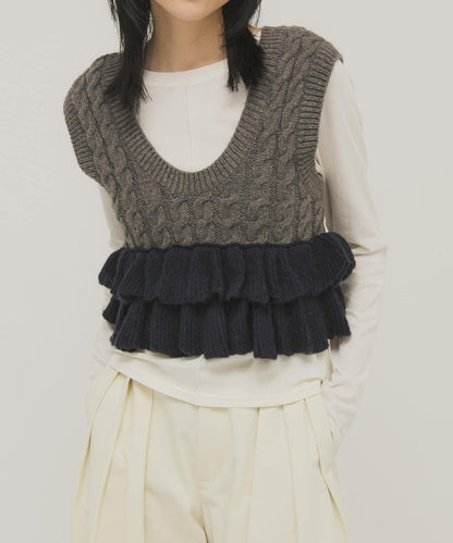 2WAY荷葉邊針織背心