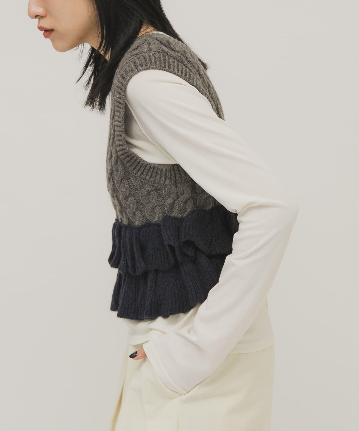 2WAY荷葉邊針織背心