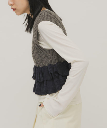 2WAY荷葉邊針織背心