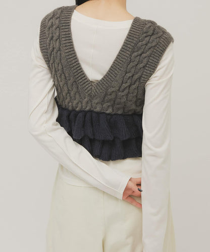 2WAY荷葉邊針織背心