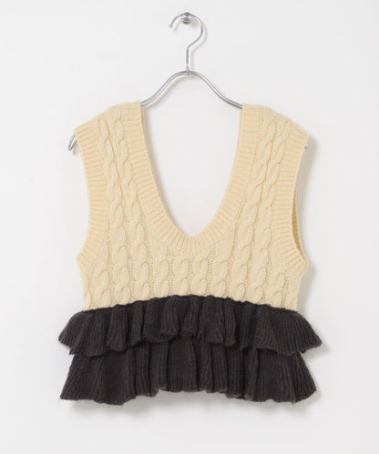 2WAY荷葉邊針織背心