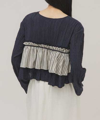 荷葉邊層疊設計 女襯衫