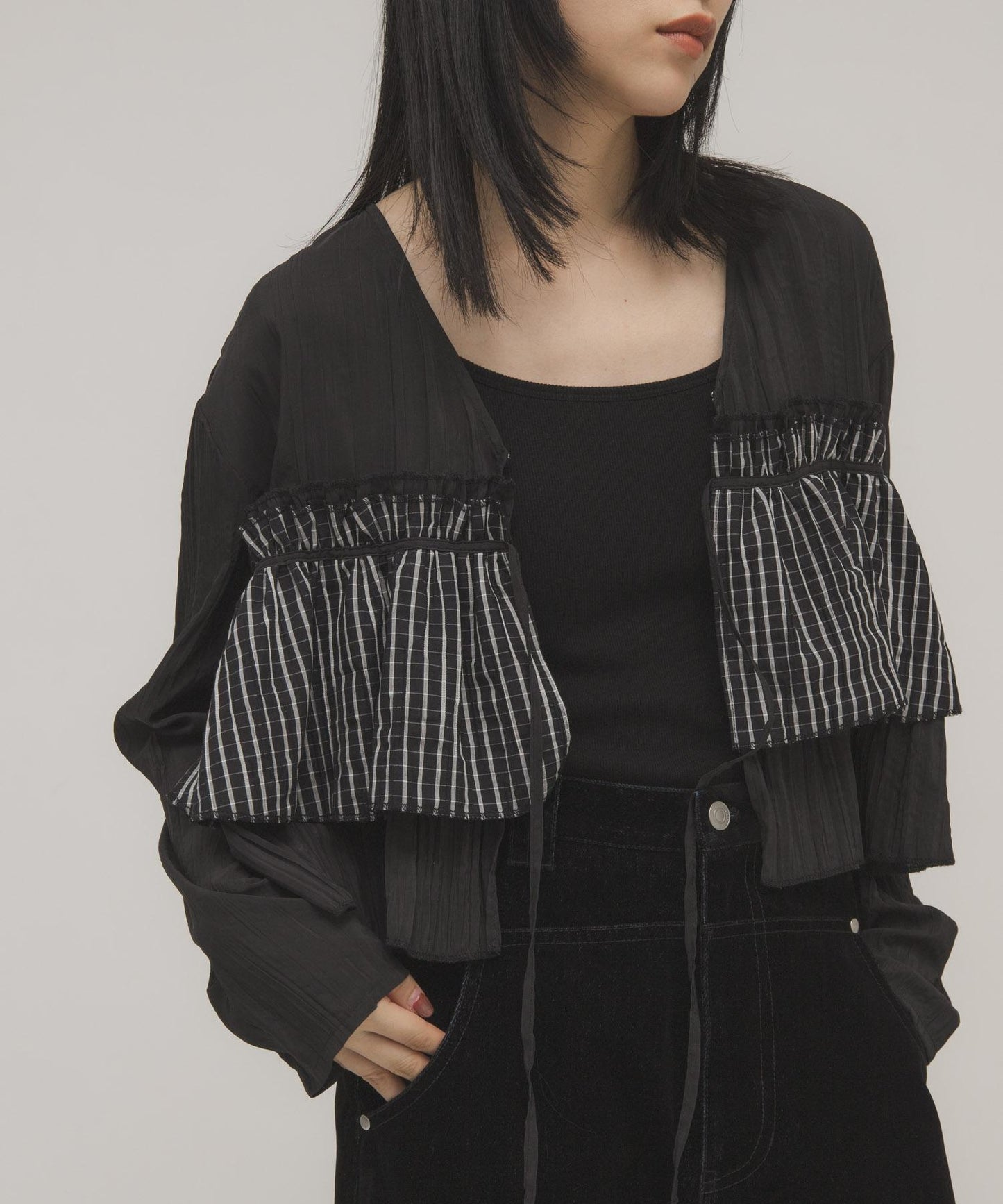 荷葉邊層疊設計 女襯衫