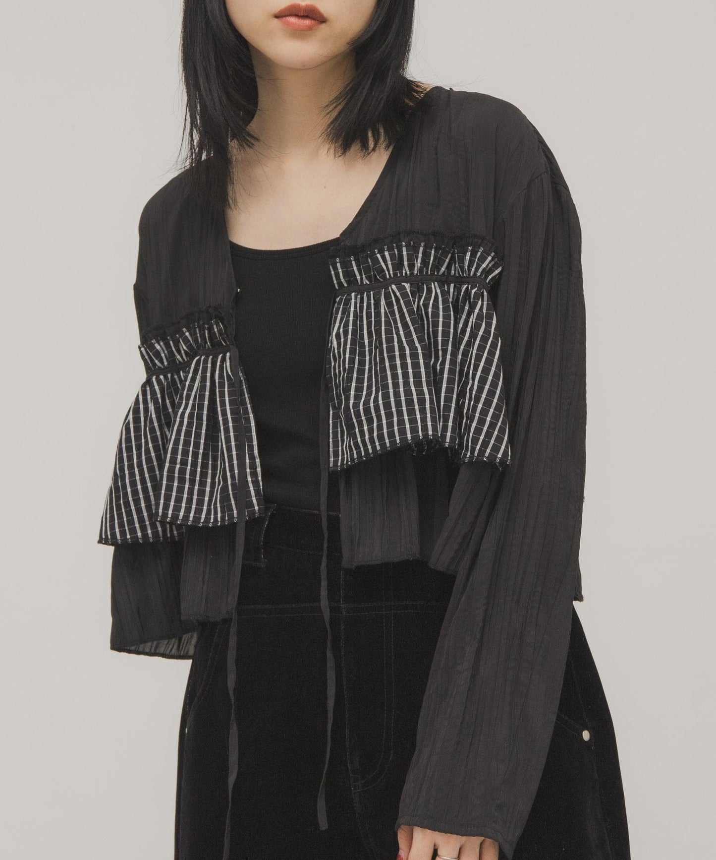 荷葉邊層疊設計 女襯衫