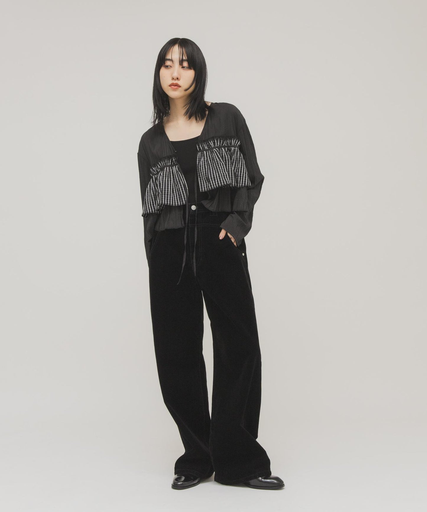 荷葉邊層疊設計 女襯衫