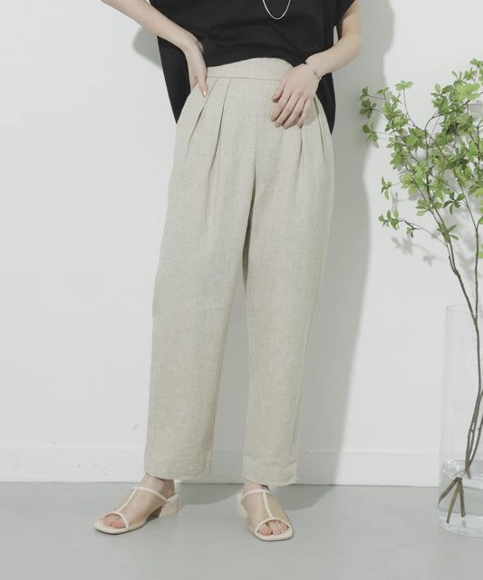亞麻 人字紋 滾邊 褲子
