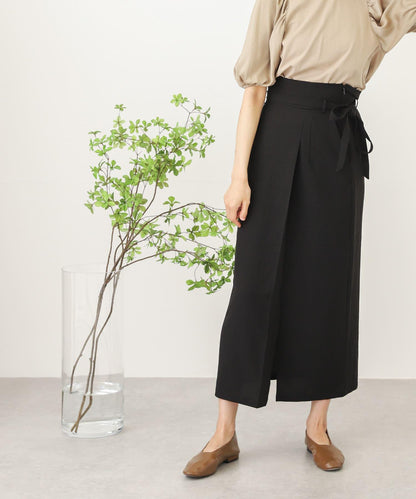 高腰 裹身設計 仿亞麻面料 半身裙