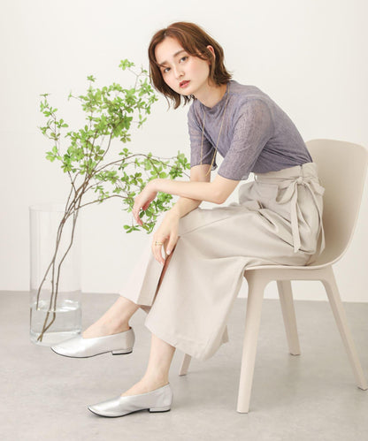 高腰 裹身設計 仿亞麻面料 半身裙