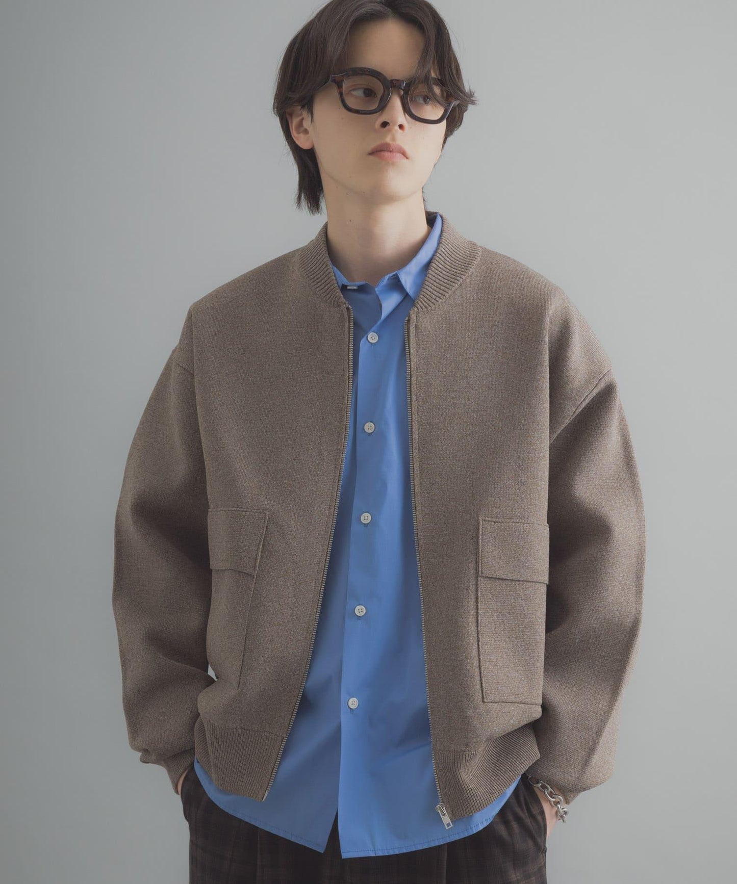 可水洗 雙口袋 針織外套