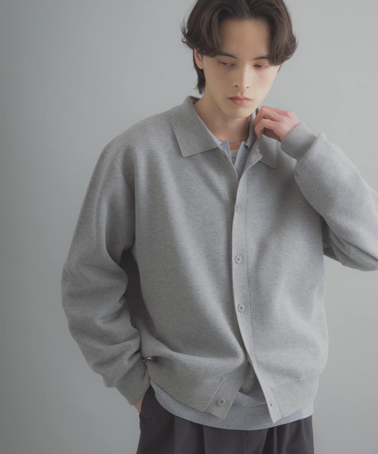 可機洗 衛衣風 POLO領 開衫