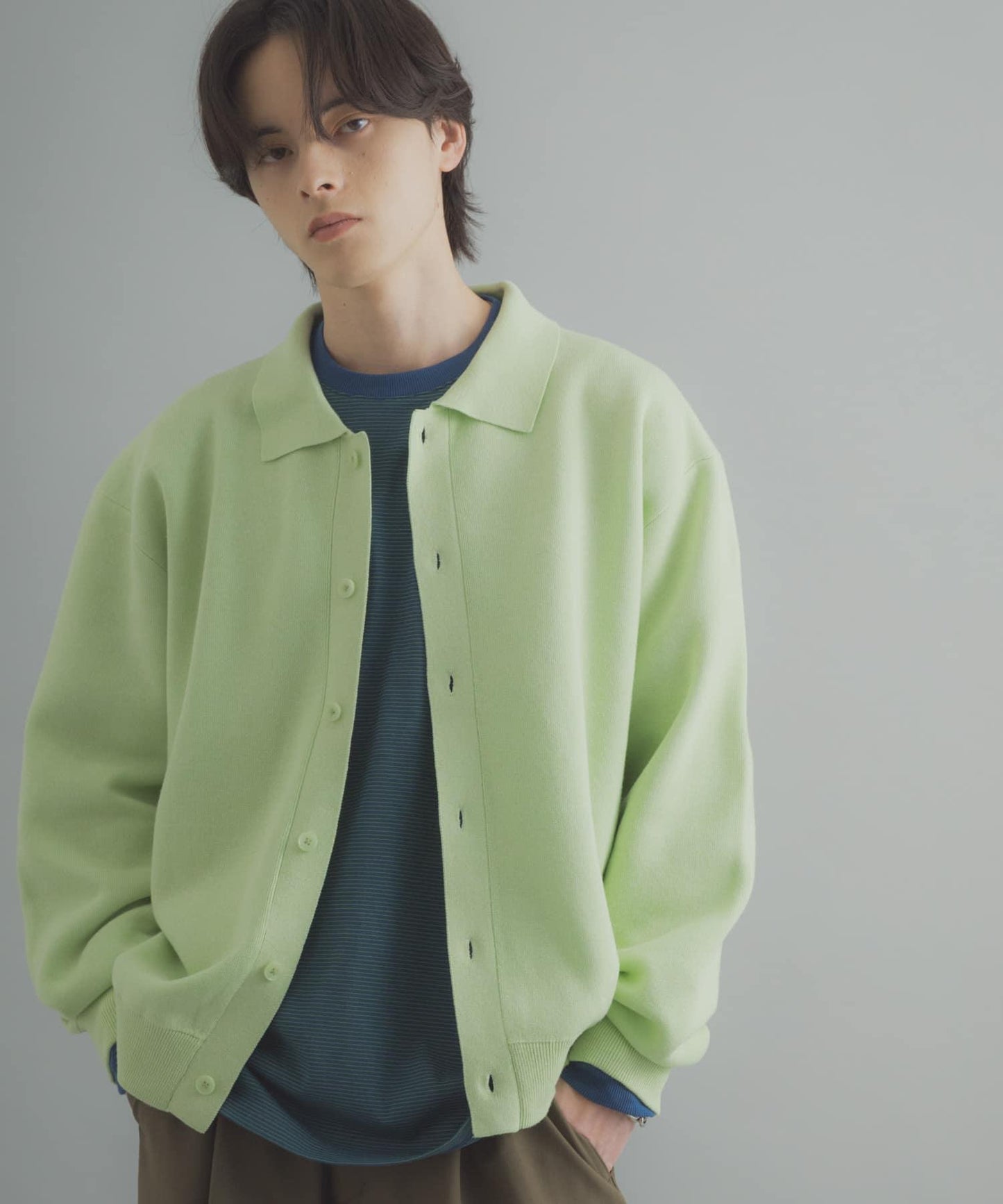 可機洗 衛衣風 POLO領 開衫