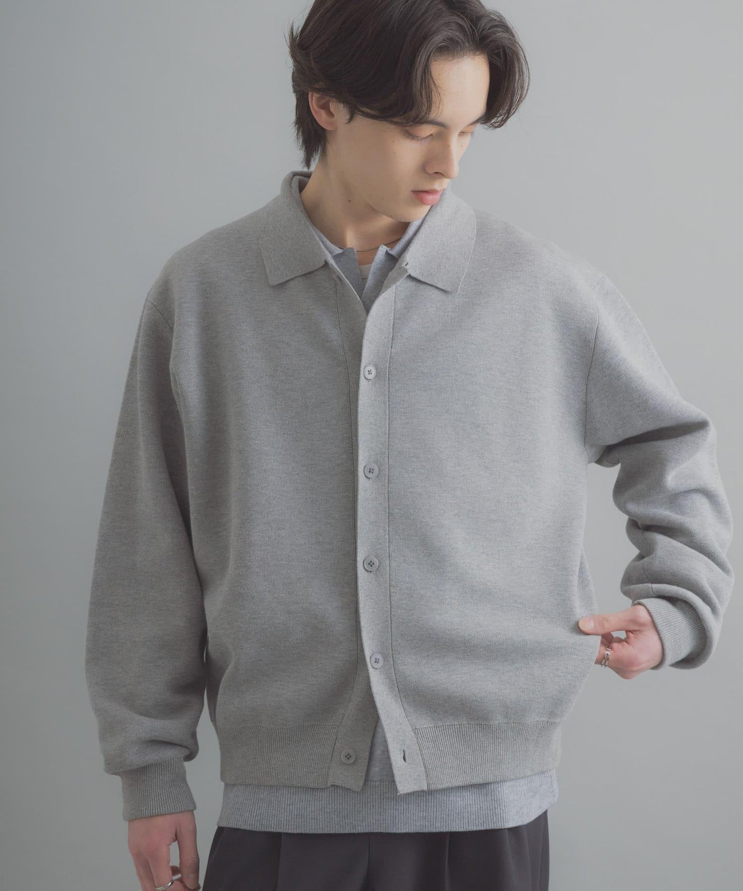 可機洗 衛衣風 POLO領 開衫