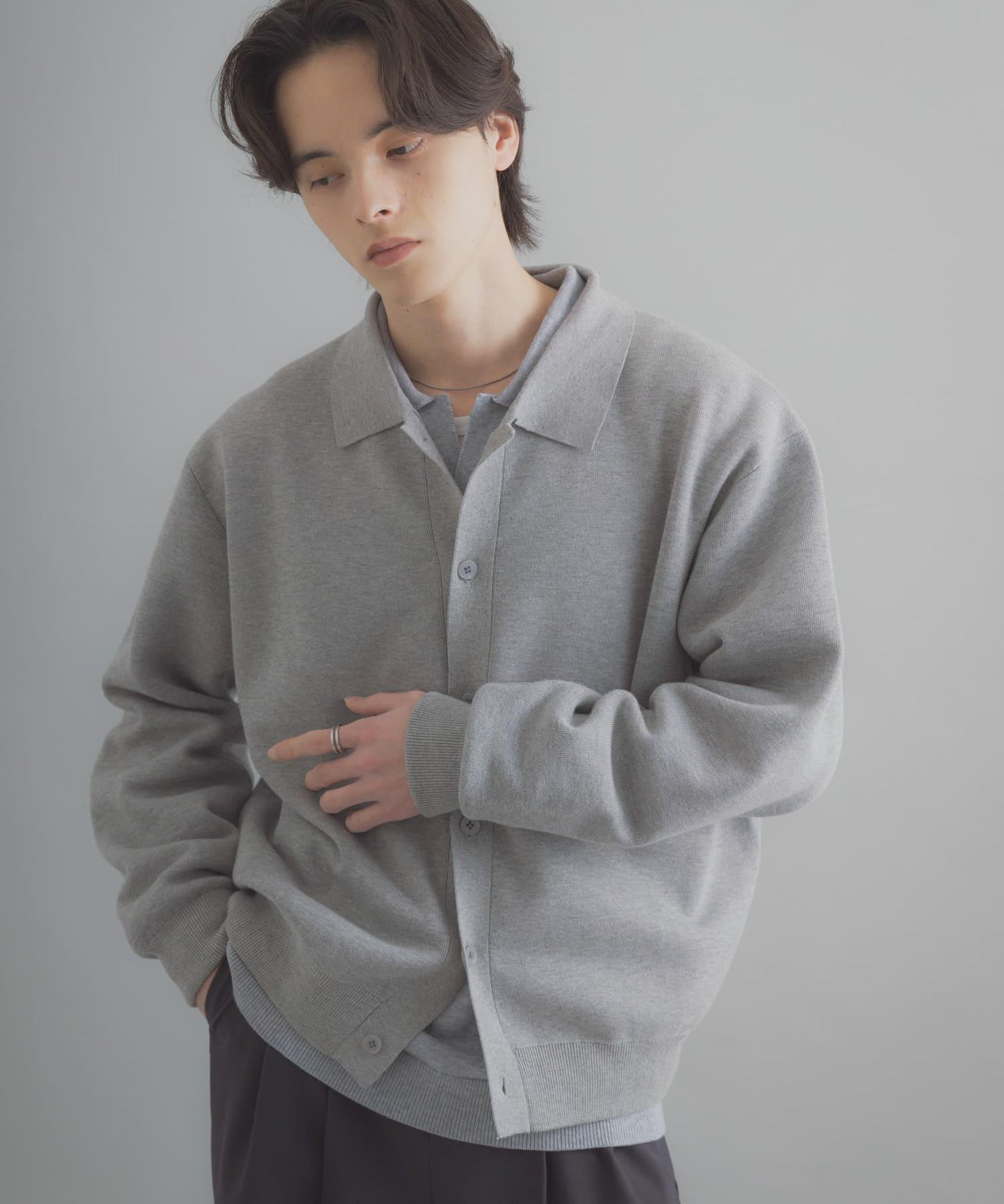 可機洗 衛衣風 POLO領 開衫