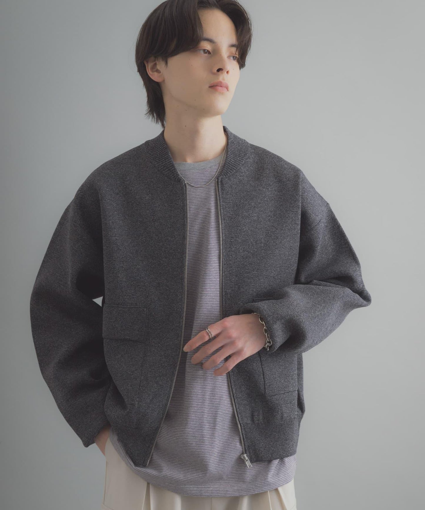 可水洗 雙口袋 針織外套