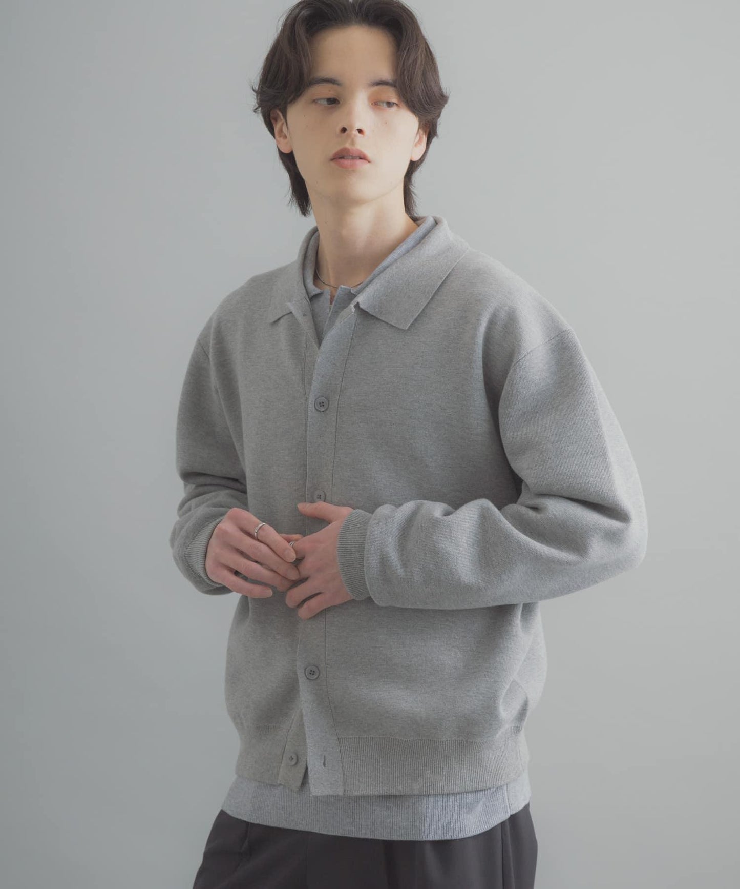 可機洗 衛衣風 POLO領 開衫