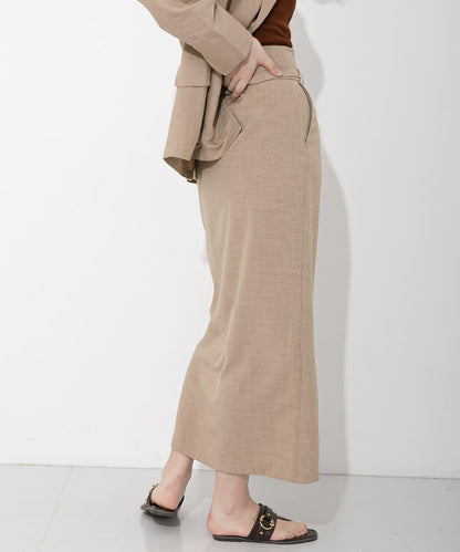 高腰 裹身設計 仿亞麻面料 半身裙