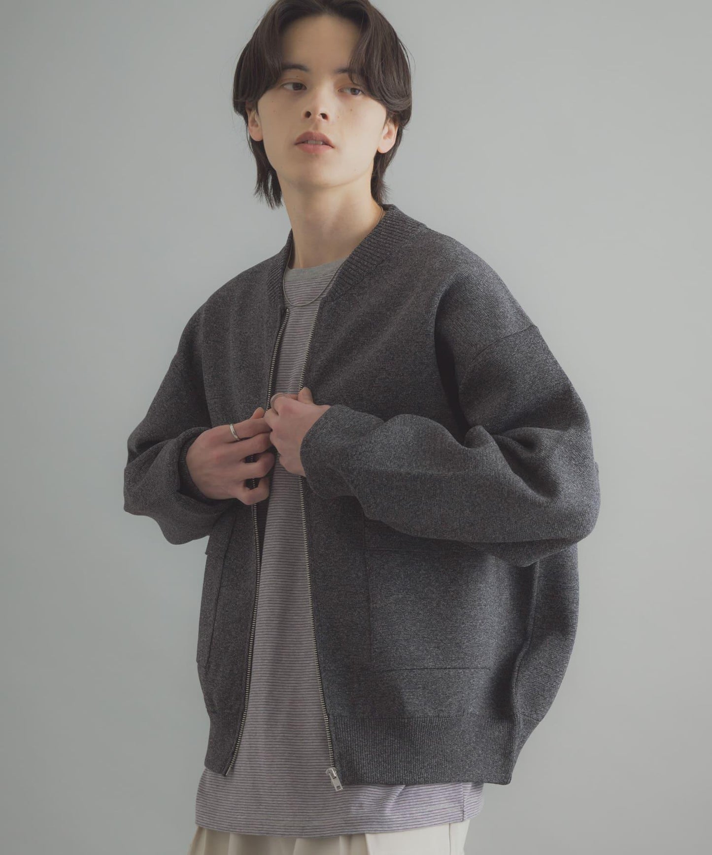 可水洗 雙口袋 針織外套