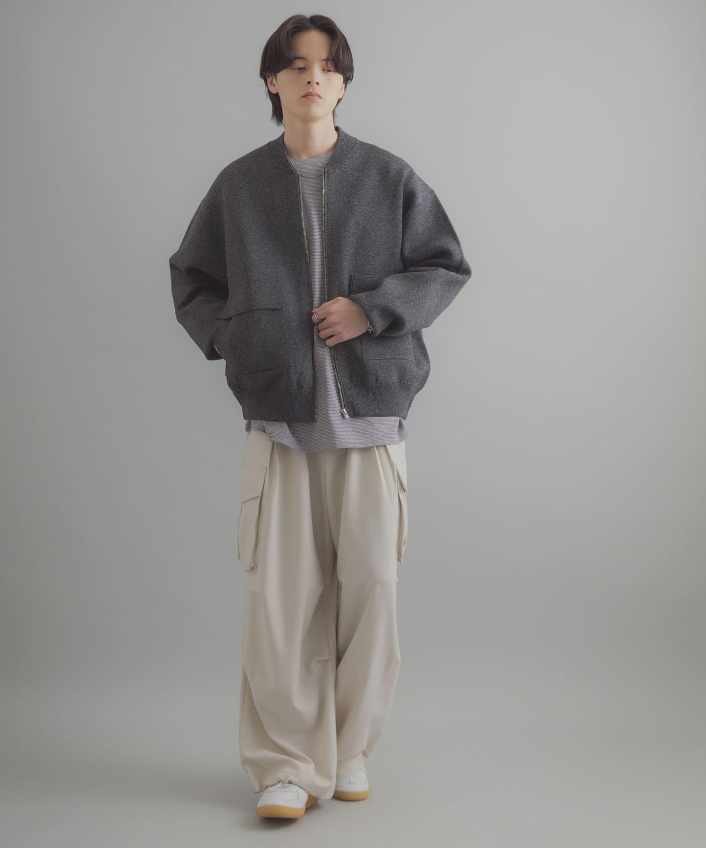 可水洗 雙口袋 針織外套