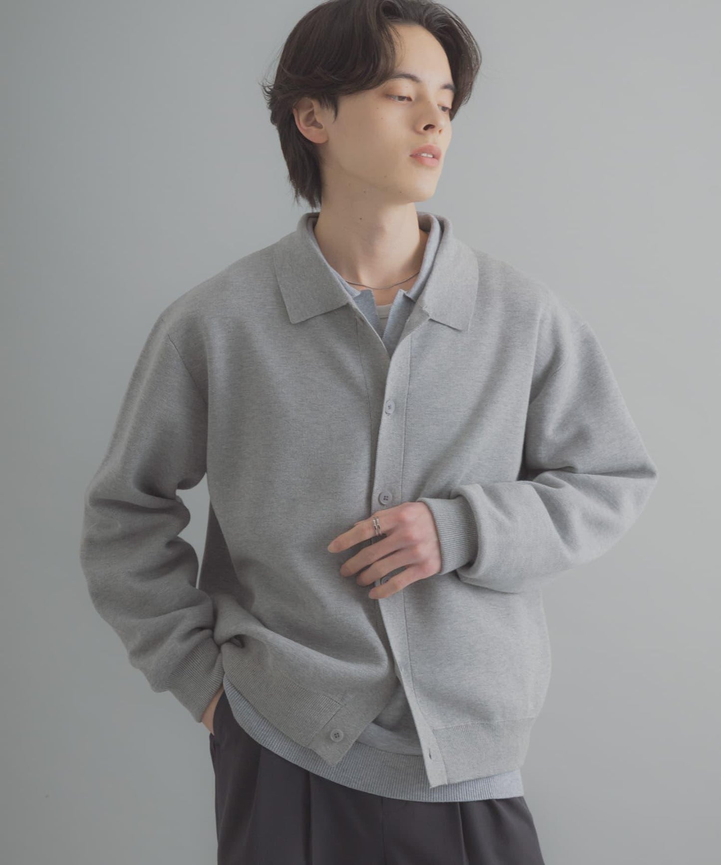 可機洗 衛衣風 POLO領 開衫