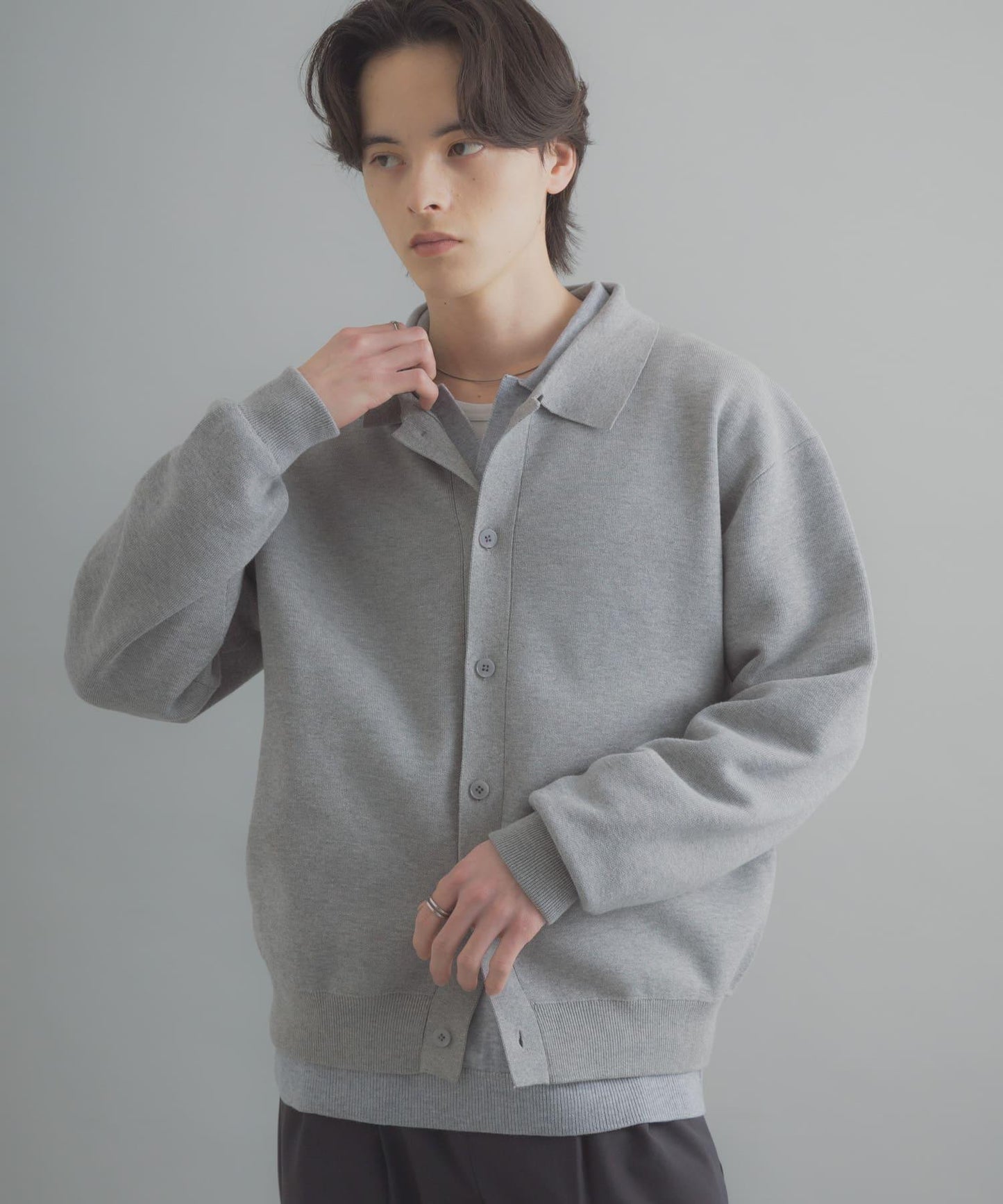 可機洗 衛衣風 POLO領 開衫