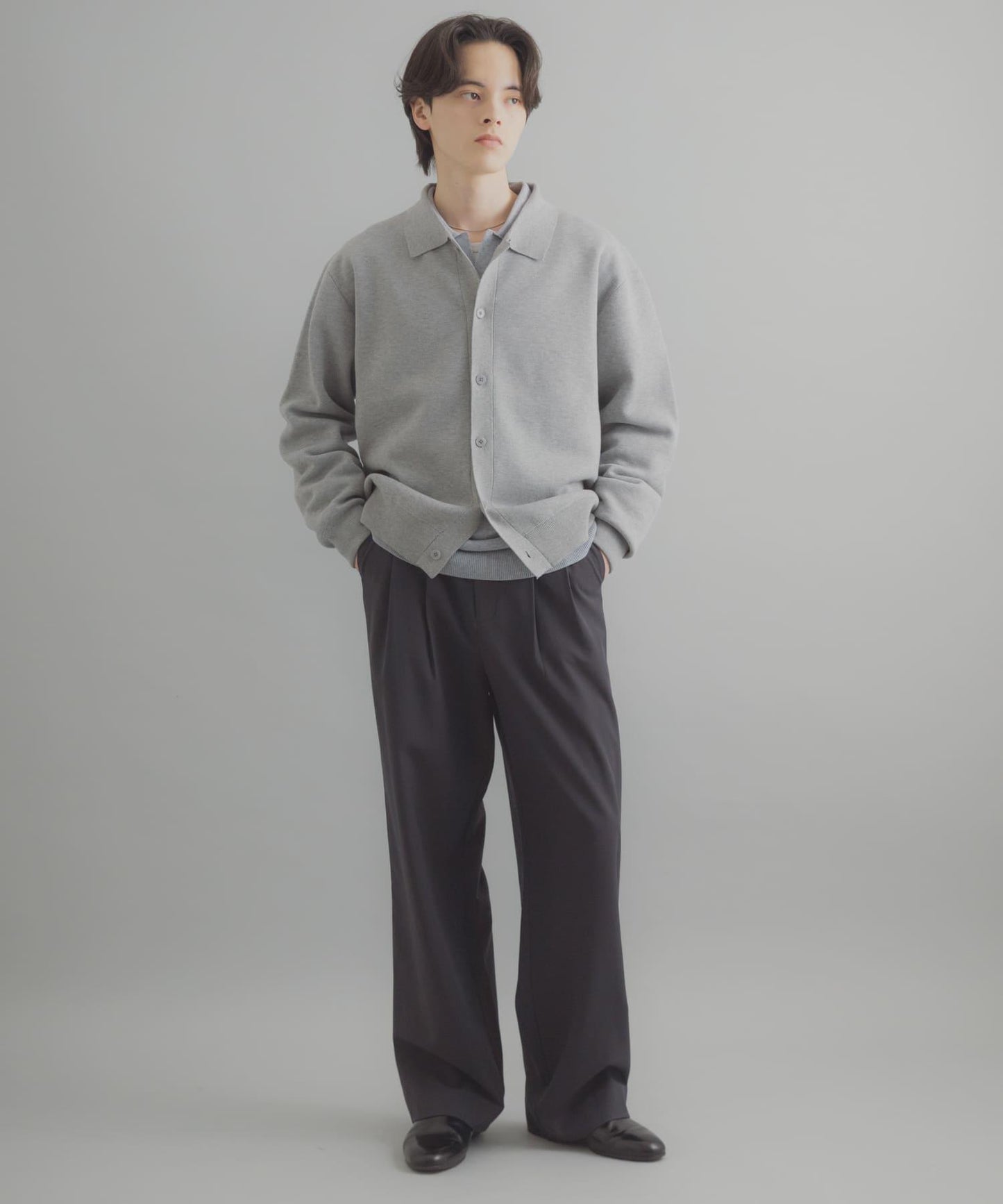 可機洗 衛衣風 POLO領 開衫