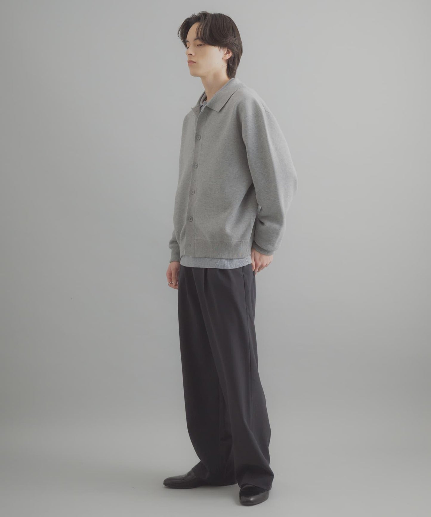 可機洗 衛衣風 POLO領 開衫