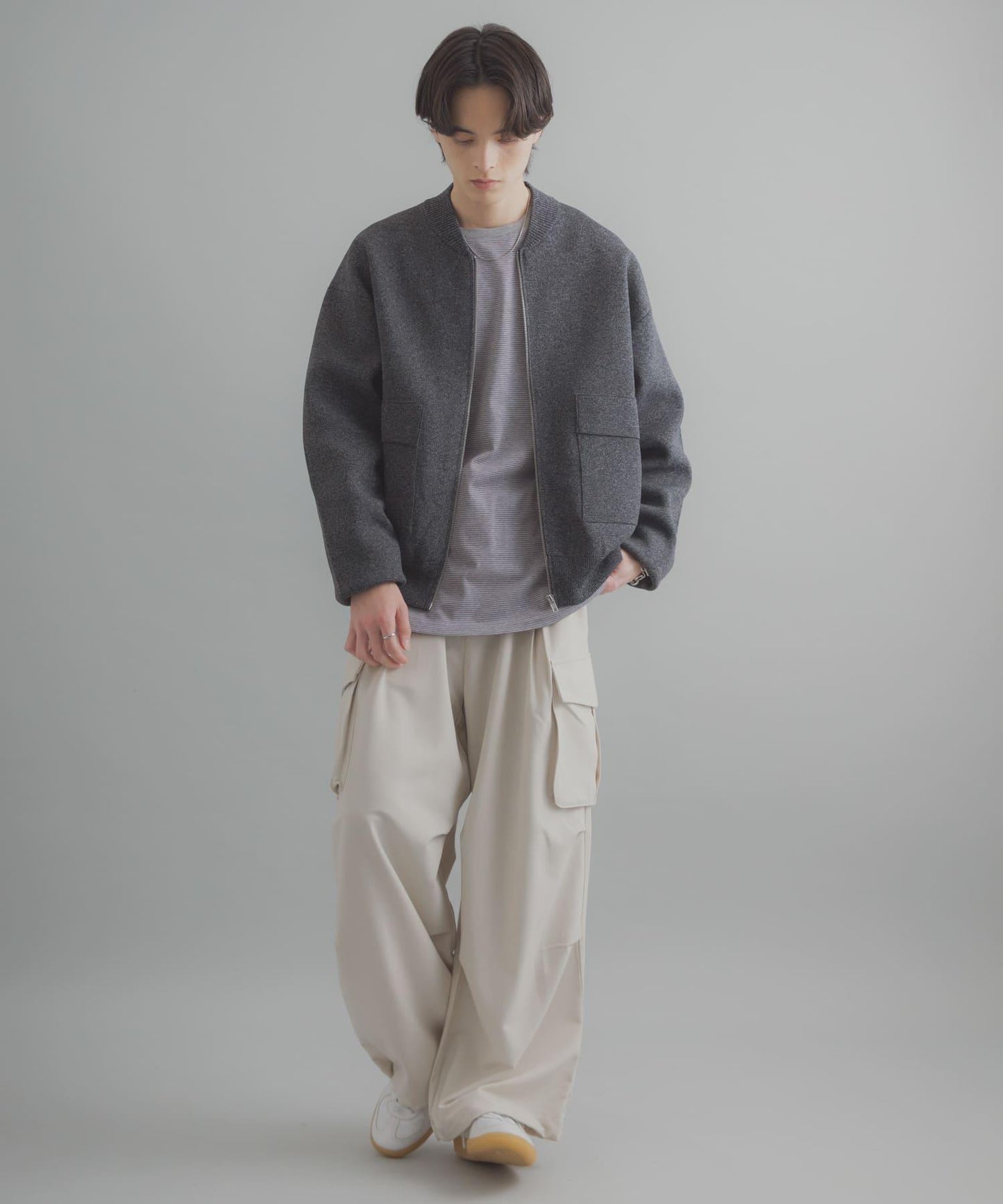 可水洗 雙口袋 針織外套