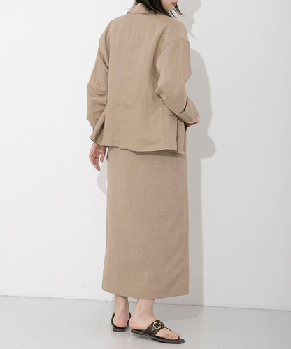 高腰 裹身設計 仿亞麻面料 半身裙