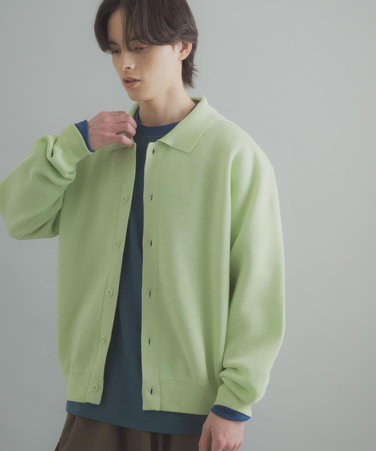 可機洗 衛衣風 POLO領 開衫