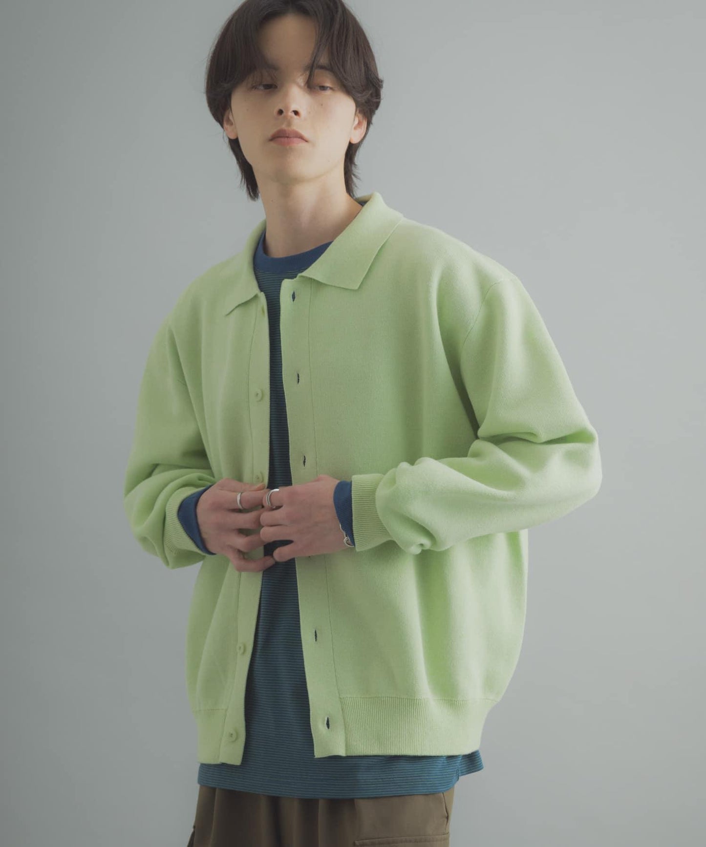 可機洗 衛衣風 POLO領 開衫