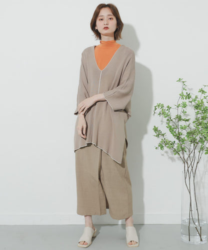 高腰 裹身設計 仿亞麻面料 半身裙