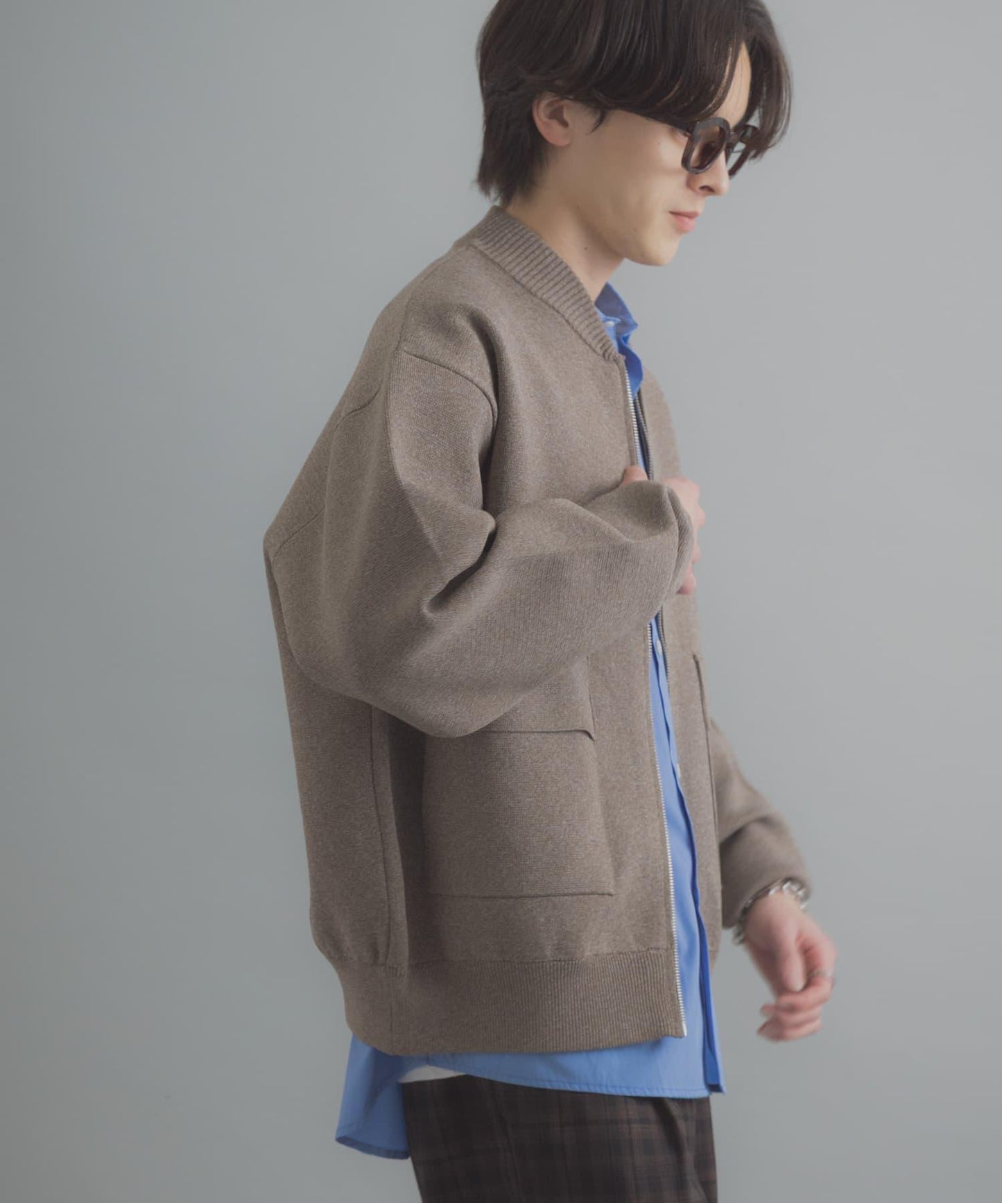 可水洗 雙口袋 針織外套