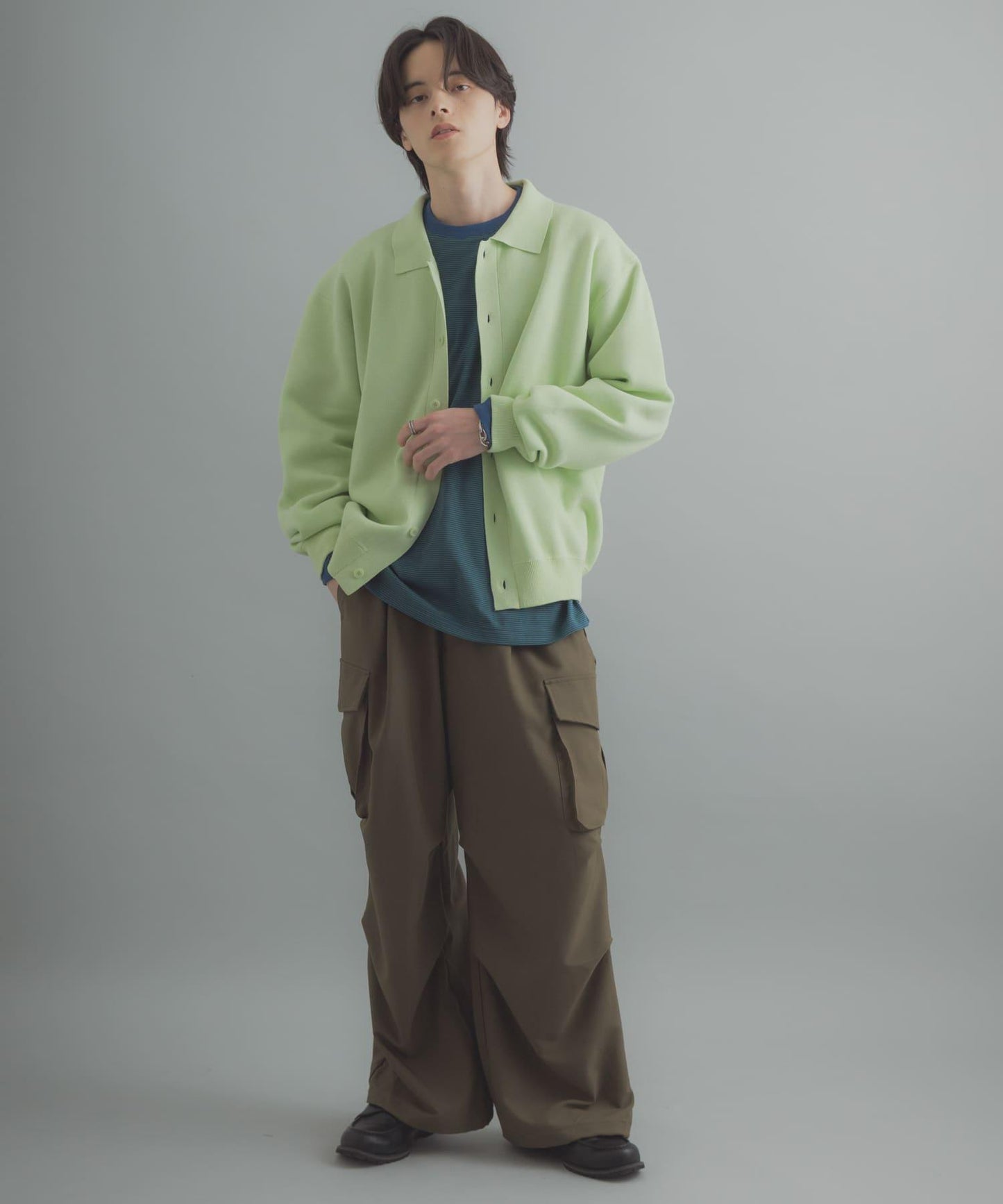 可機洗 衛衣風 POLO領 開衫