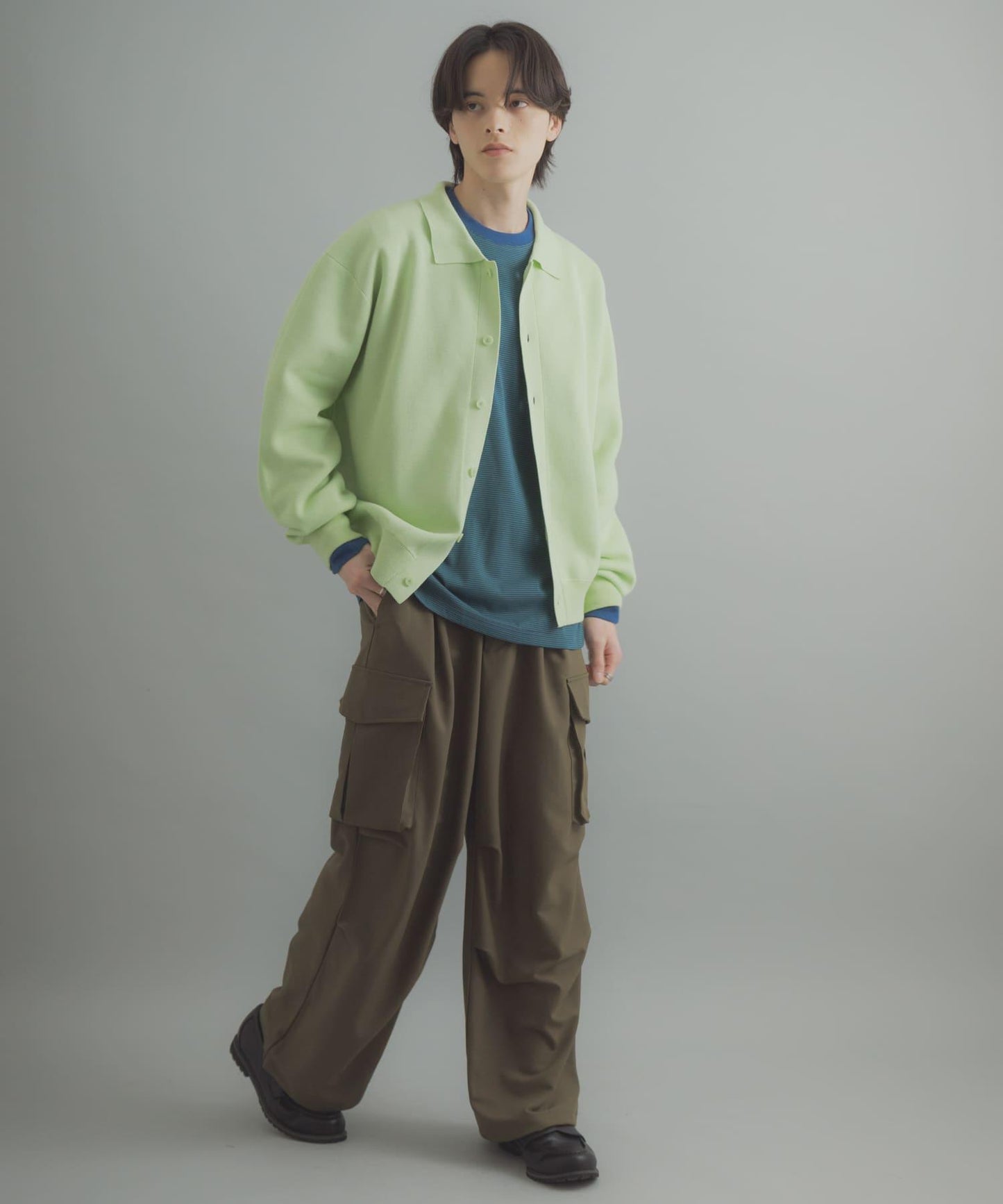 可機洗 衛衣風 POLO領 開衫