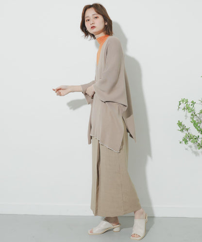 高腰 裹身設計 仿亞麻面料 半身裙