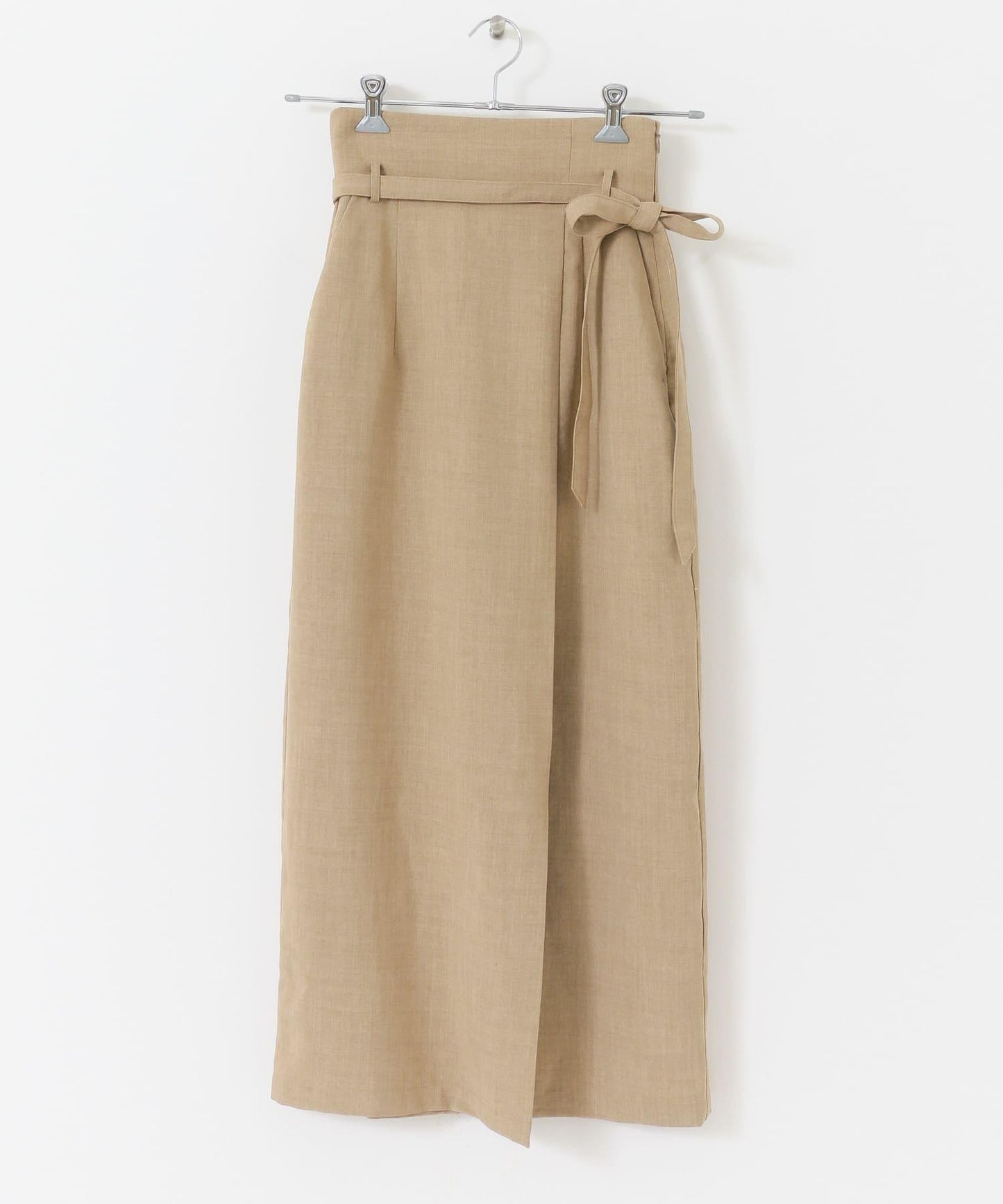 高腰 裹身設計 仿亞麻面料 半身裙