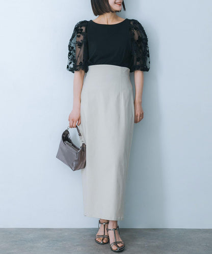 花卉網紗拼接上衣