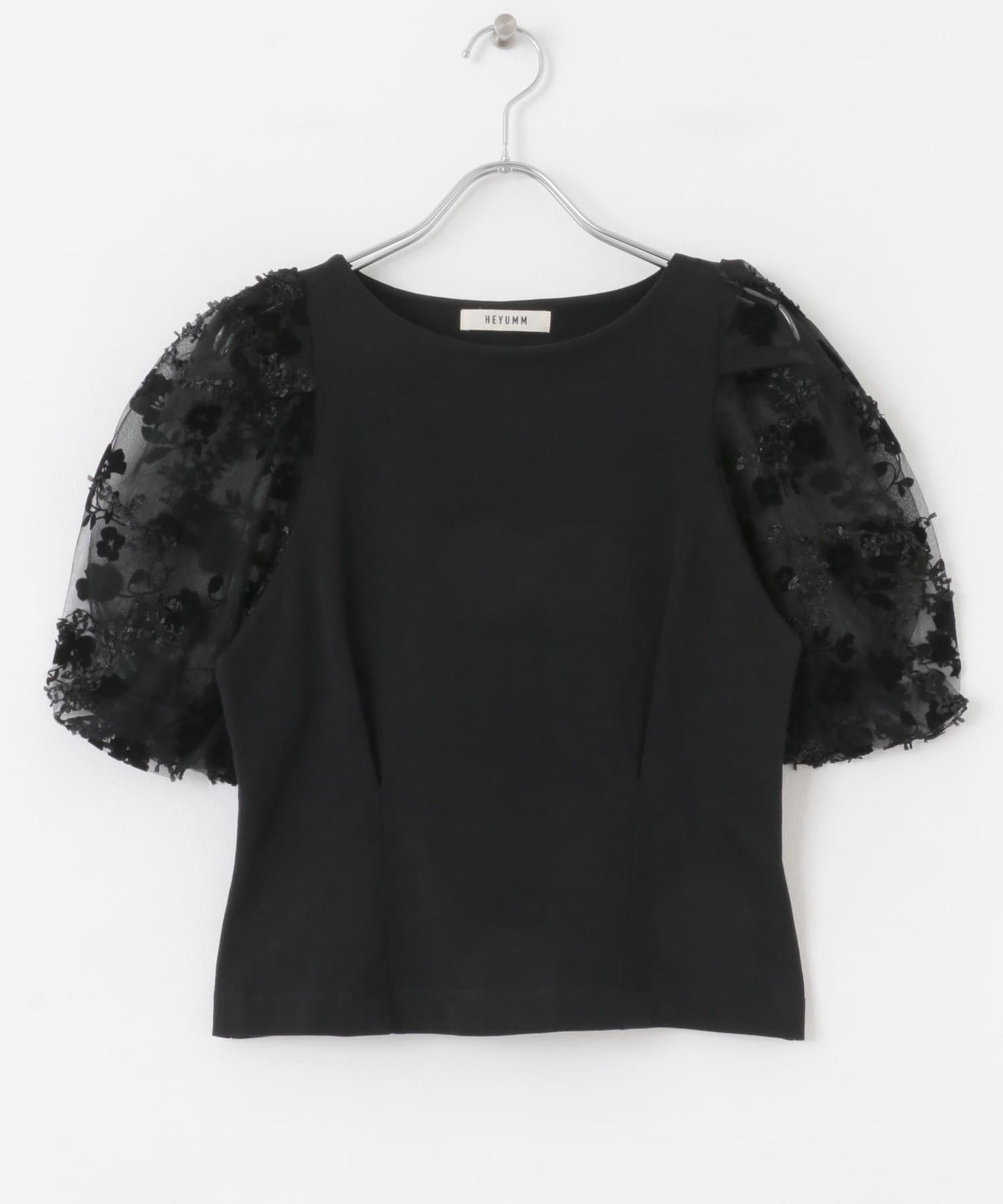 花卉網紗拼接上衣