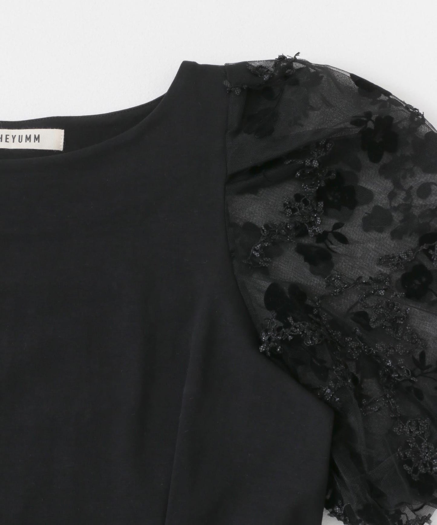 花卉網紗拼接上衣