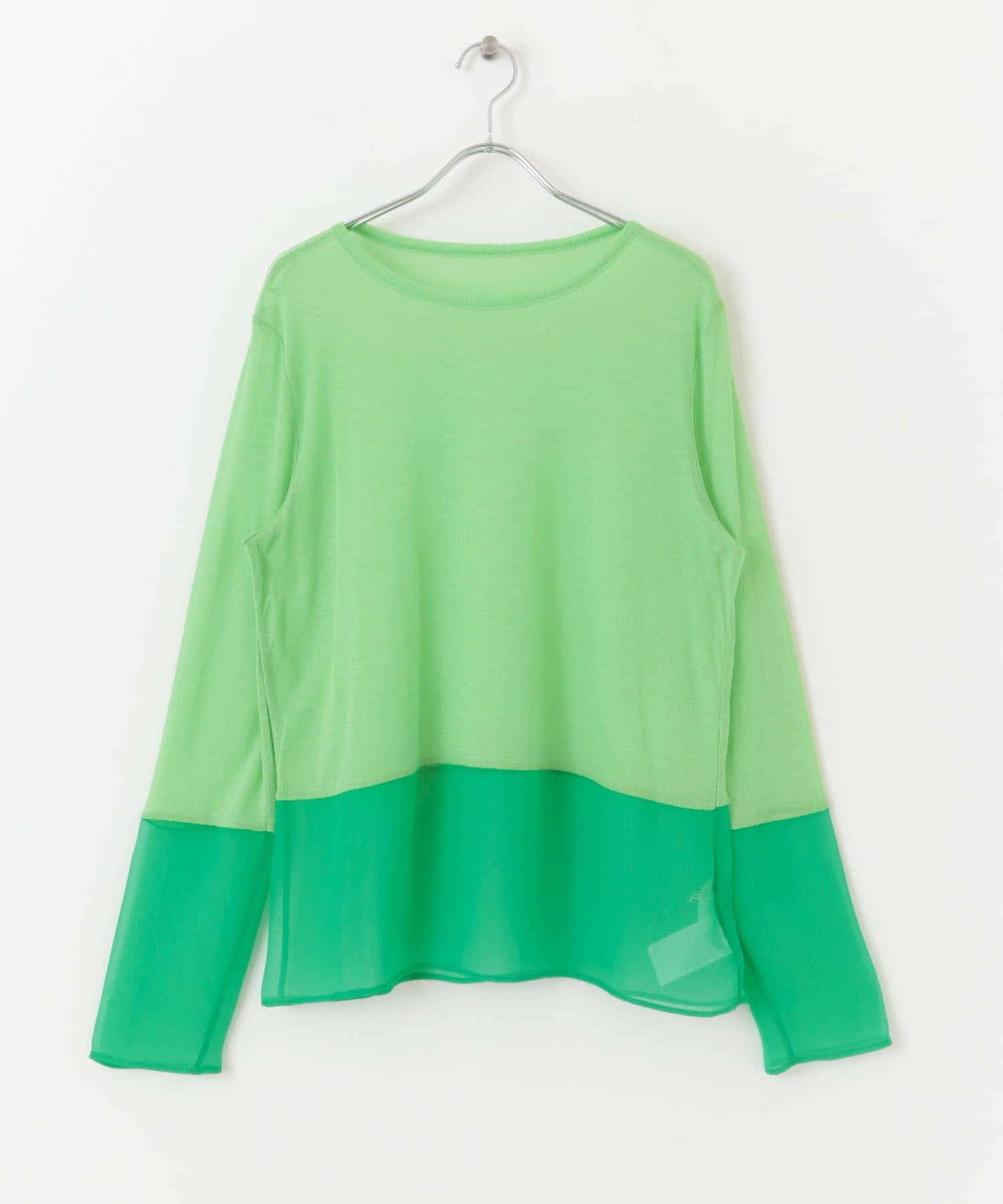 拼接透視長袖上衣