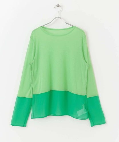 拼接透視長袖上衣