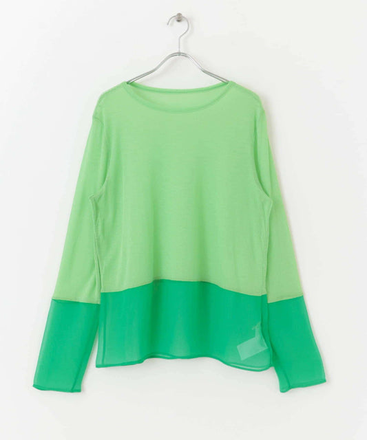 拼接透視長袖上衣