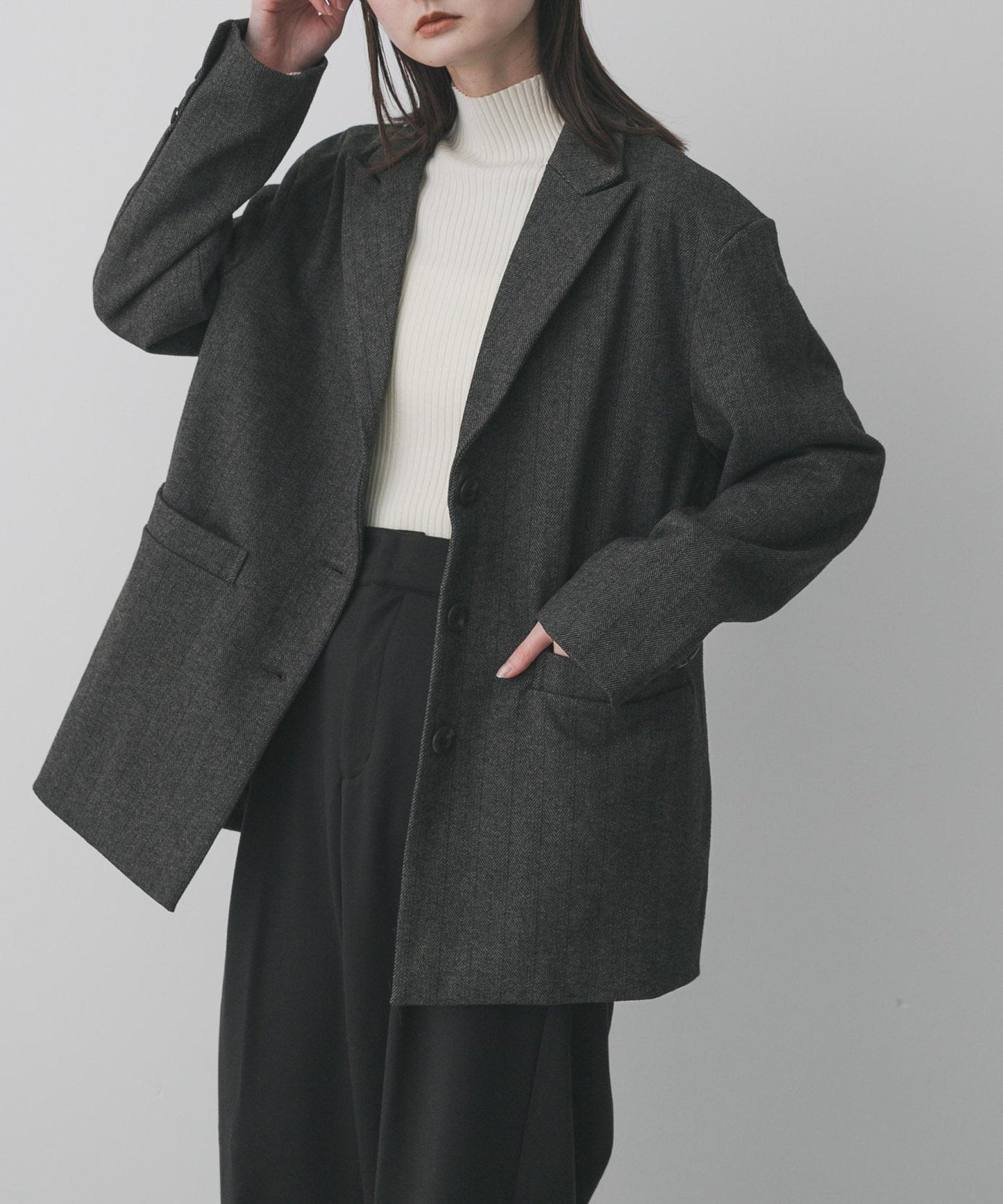 針織羊毛混紡西裝外套