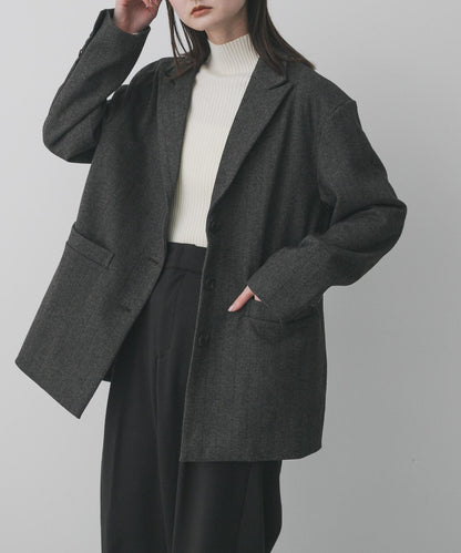 針織羊毛混紡西裝外套