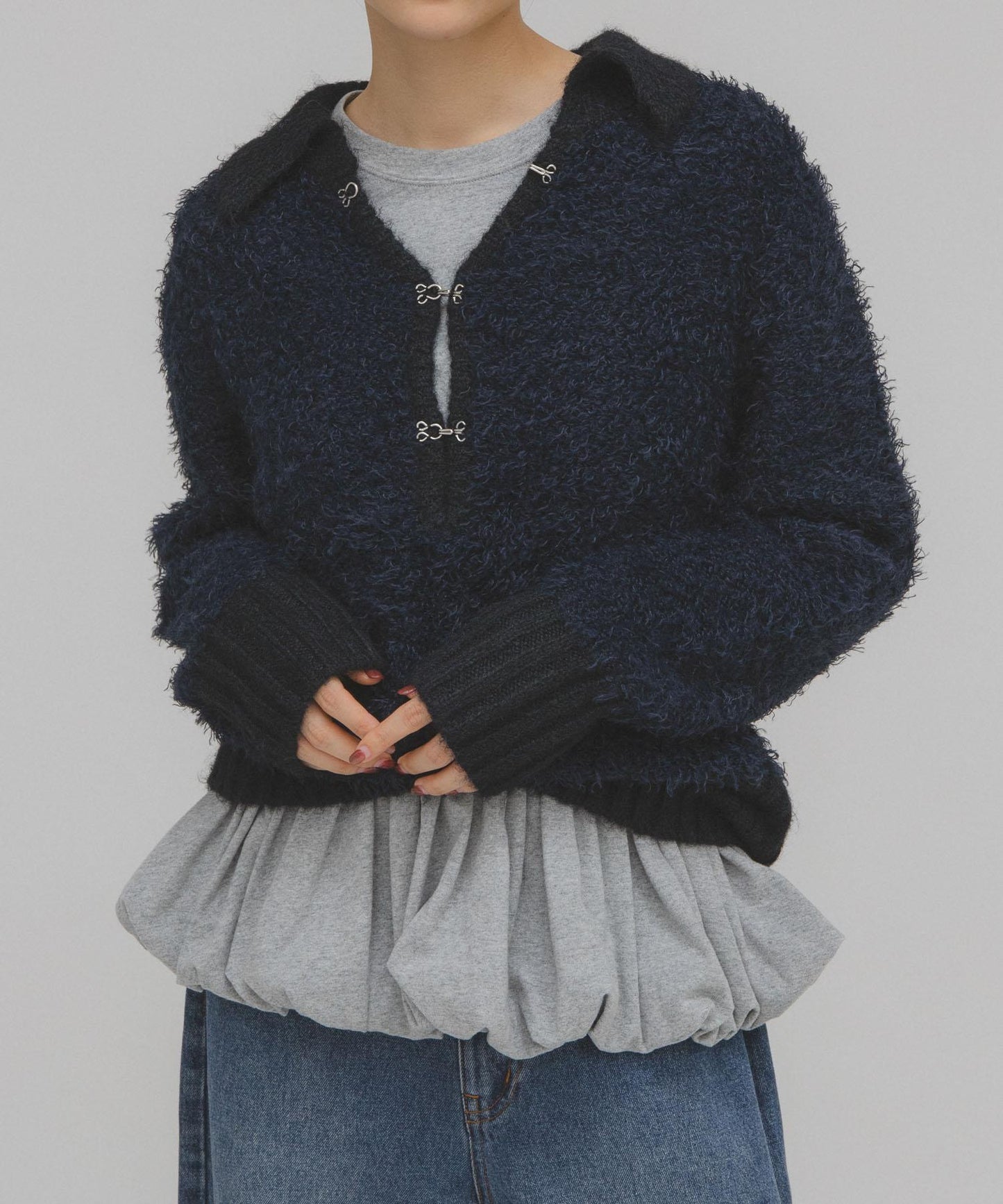 前扣泰迪熊針織衫