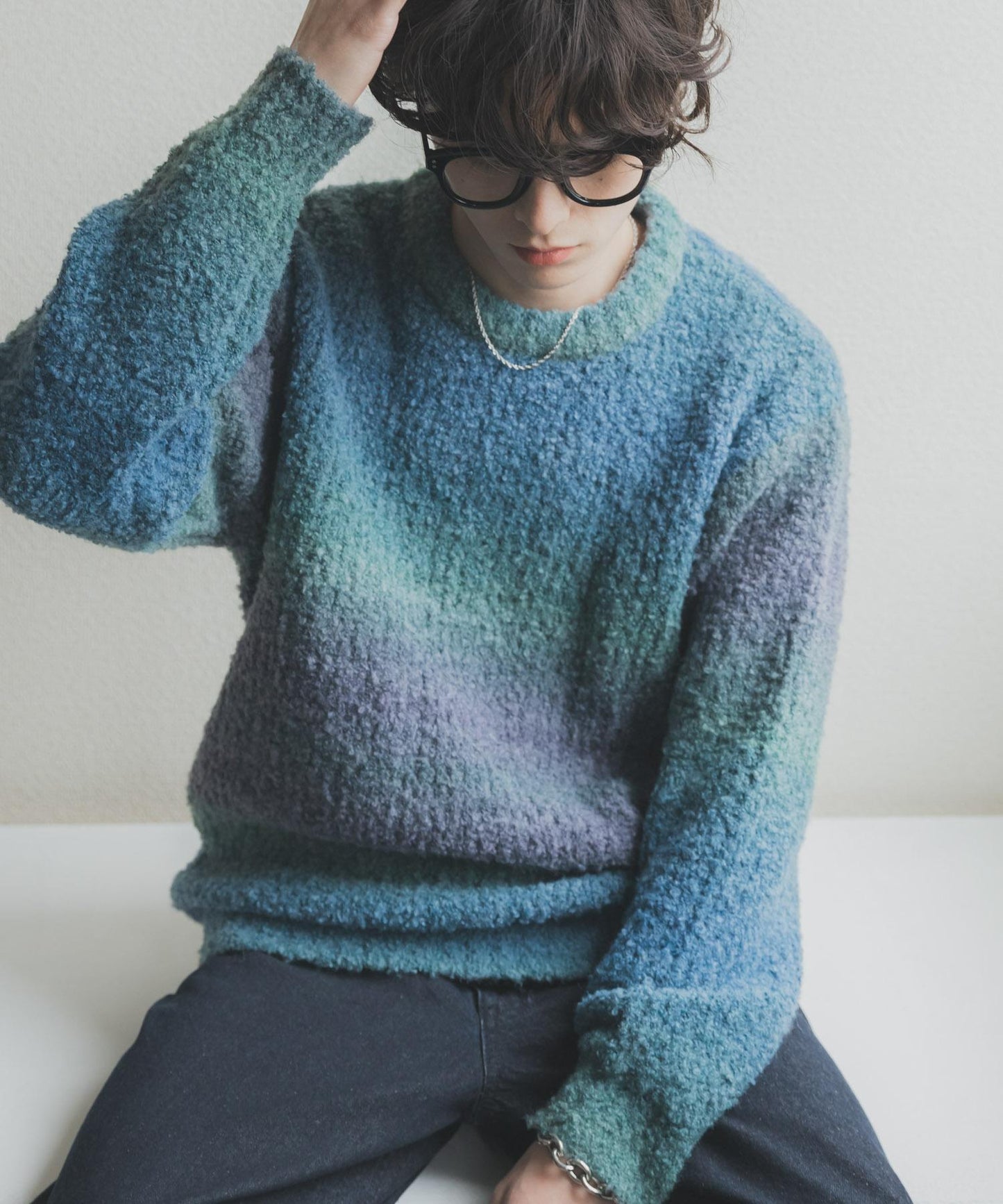 漸變色圈圈紗針織衫