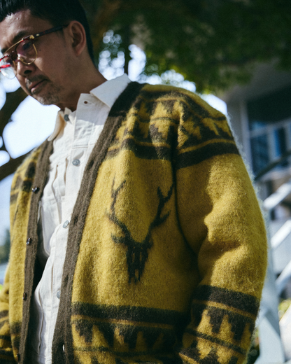 South2west8 Mohair V領北歐骷髏圖案針織開衫