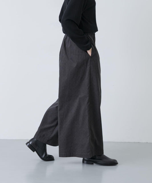 波點燈芯絨寬腿褲