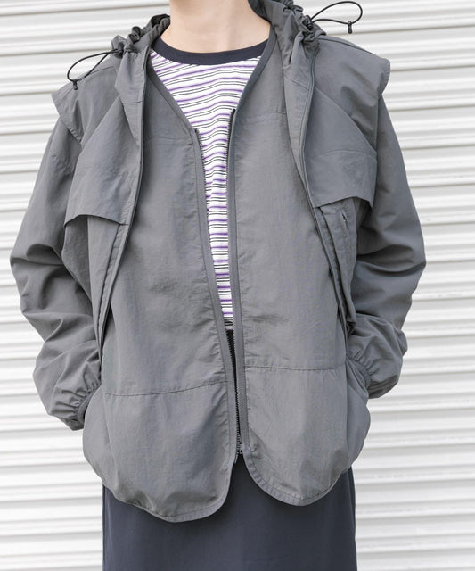 『UR TECH』尼龍塔夫綢拉鍊開衫
