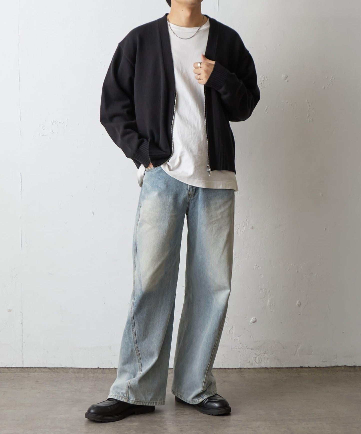 雙拉鍊針織開衫